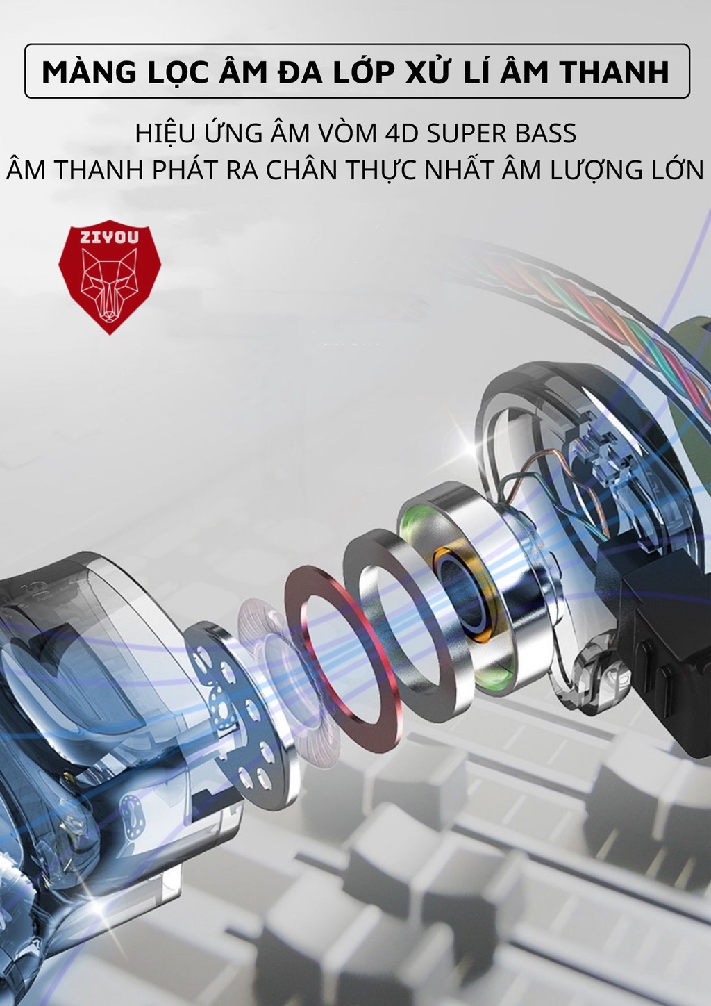 Mô tả Tai Nghe Gaming Ziyou QKZ AK3 Có Mic Cho Điện Thoại, Chuyên Nghe Nhạc, Chơi Game Âm Thanh Sống Động - Hàng Chính Hãng - 5