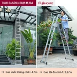 Thang nhôm 3,4 mét - 4,6 mét gấp 4 đoạn FUJIHOME Nhập Khẩu đa năng xếp gọn 4 khúc gia đình chữ M — ảnh 6