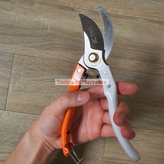 Kéo tỉa cây Nhật Bản Kapusi cao cấp trắng cam thép SK5, cấu tạo lò xo đặc biệt cỡ 8 inch (20cm) bảo hành 2 năm