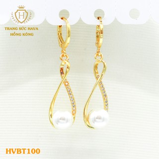 Bông Tai, Khuyên Tai Nữ Dáng Dài Xi Mạ Vàng Non Cao Cấp - Trang Sức Hava Hong Kong - HVBT100