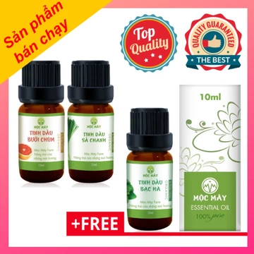 Combo tinh dầu sả chanh Mộc Mây 10ml và tinh dầu bưởi chùm Mộc Mây 10ml tặng tinh dầu bạc hà 10ml