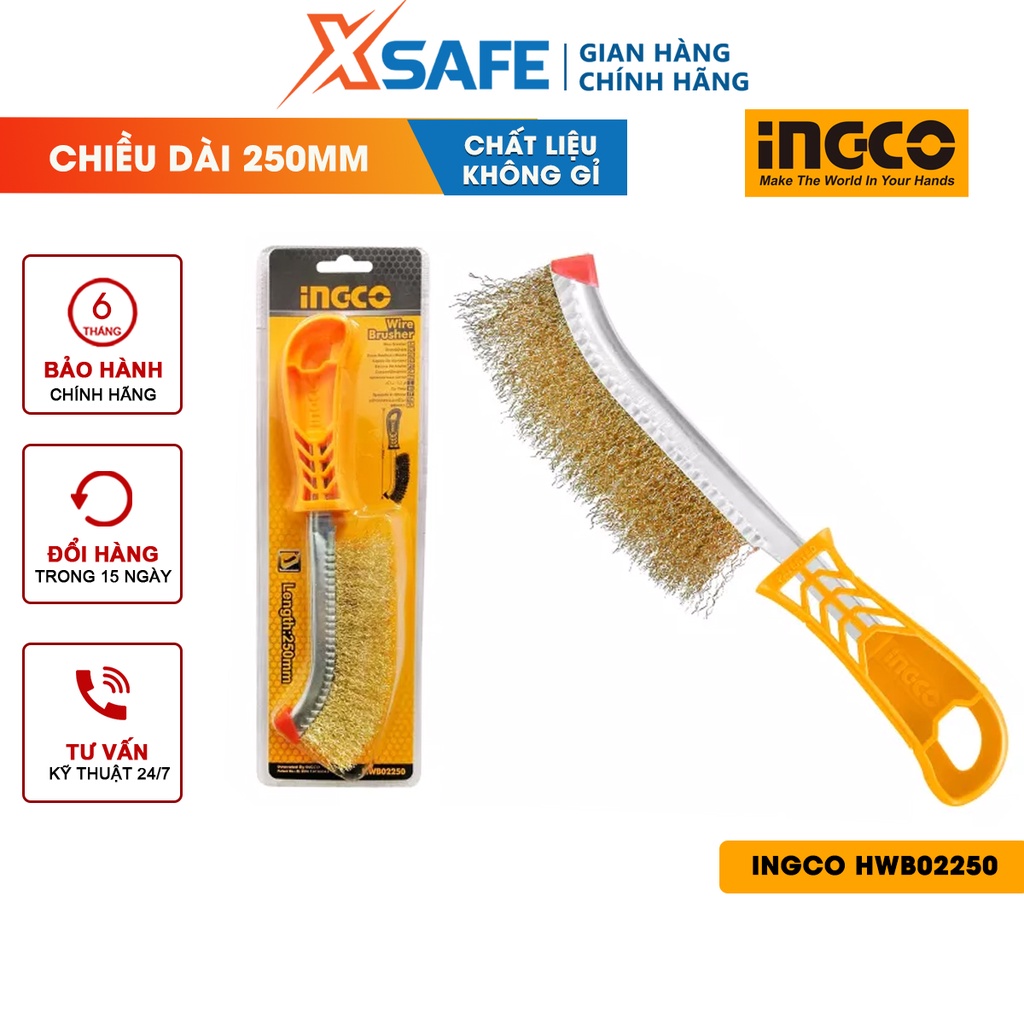 Cọ thép INGCO HWB02250 Cọ vệ sinh rỉ sắt chiều dài 250mm, tay cầm nhựa ...