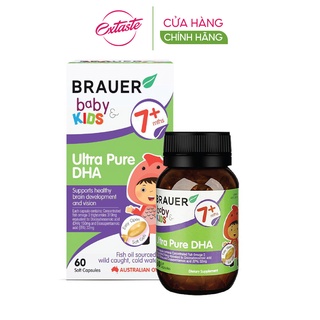 Viên uống DHA cho trẻ từ 7 tháng Brauer Baby & Kids Ultra Pure hỗ trợ phát triển não bộ hộp 60 viên