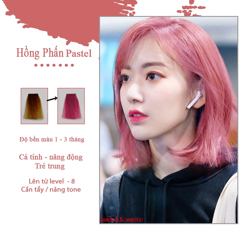 Thuốc nhuộm tóc màu HỒNG PASTEL 100ml lên mầu chuẩn tone
