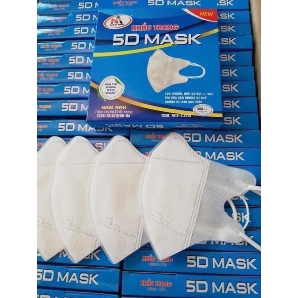 [COMBO 10 HỘP] Khẩu trang 5D Famapro, Công ty Khẩu trang Nam Anh, Lọc vi khuẩn, mùi và bụi mịn - Vải êm, dễ chịu