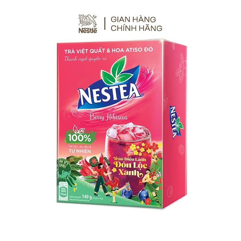 Thực phẩm bổ sung trà việt quất và hoa atiso đỏ Nestea (Hộp 10 gói x 12g)