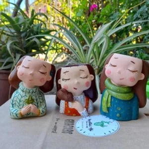 Mya Easy Demold Khuôn Silicon Cho Handmade Cây mọng Nước Sáng Tạo Cô Gái Chậu Hoa Khuôn Trang Sức Làm Dụng Cụ