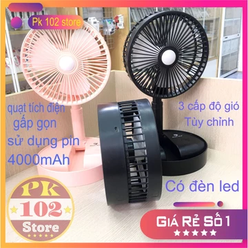 Quạt Để Bàn Gấp Gọn Mayor - Quạt Mini Gấp Gọn Sử Dụng Pin Sạc 5V Dường KÍnh 21 Cm 3 Cấp Độ Gió Có Đèn (Phukien102store)