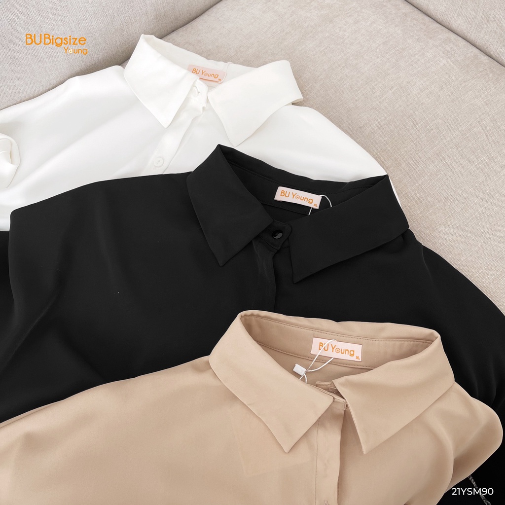 Ảnh Áo sơ mi nữ tay ngắn đuôi tôm BIGSIZE (55kg đến 95kg) - 21YSM90 - BU Bigsize Young 2