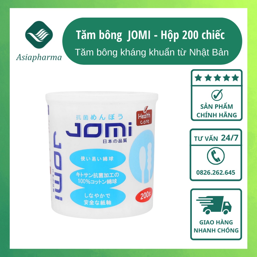 Tăm bông kháng khuẩn Jomi, bông ngoáy tai đầu tròn và xoắn lấy ráy tai ...
