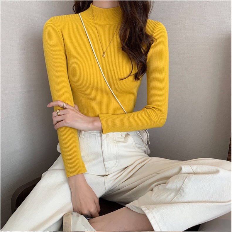 Áo len nữ, áo len tăm cổ 3 phân mềm mịn cực xinh ( Xoaistore)