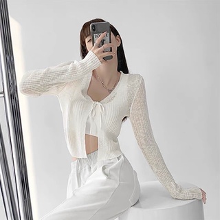Áo khoác cadigan len giấy mỏng buộc nơ, nhẹ hàng Quảng Châu mix cùng váy hoặc áo hai dây đều xinh nhé các nàng 433