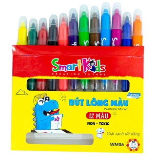 Bút Lông Màu Smartkids WM06 12 màu tô Dành cho bé từ 4 tuổi - 10 tuổi Màu sắc tươi sáng, cường độ màu cao, bền màu