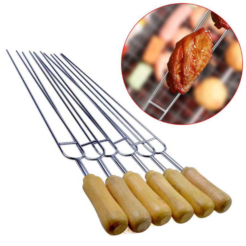 Set 6 xiên nướng BBQ hình chữ U bằng thép không gỉ tiện dụng