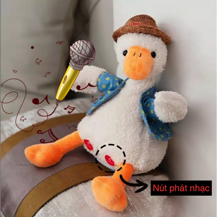 Vịt Trắng Nhại Giọng Vịt Bông Con Vịt Biết Nói Nhái Giọng Phát Nhạc Cho Bé Con Vịt Nhồi Bông - Đồ Chơi Cho Bé PUKAPI