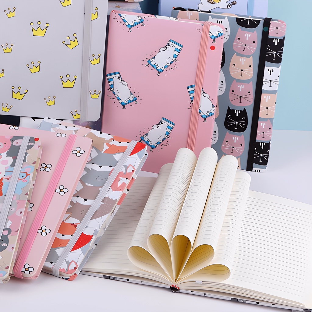 Sổ ghi chép A5 dễ thương cute dày 192 trang MIKIREI bìa cứng kẻ ngang mẫu handmade