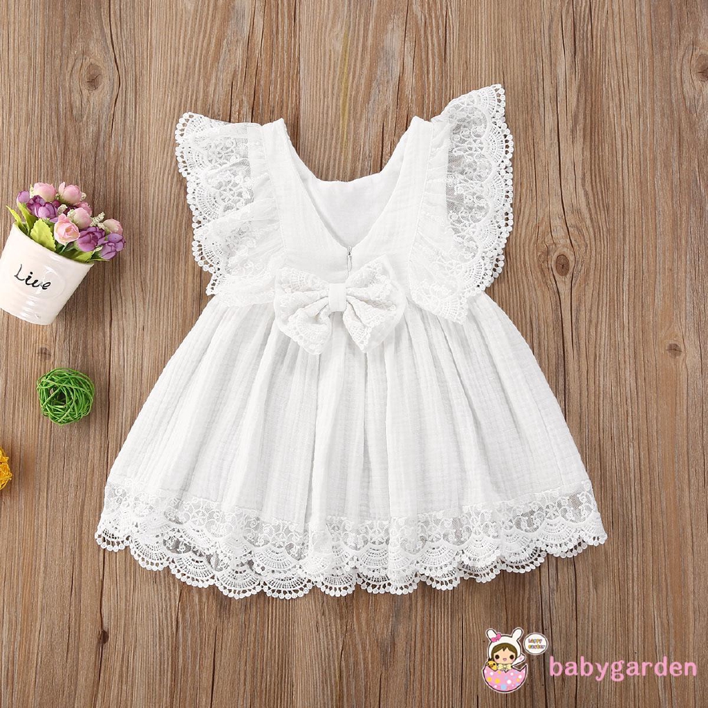 Bộ áo liền quần/đầm phối ren hoa màu trắng thời trang mùa hè cho bé gái