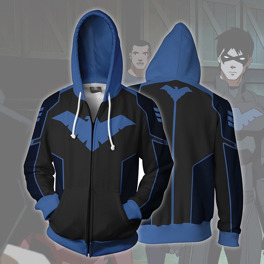 Áo hoodie nam Nightwing in 3D, áo khoác ngoài