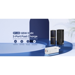 Cốc sạc nhanh 2 cổng Remax RP-U98 GaN 65W Folding Fast Charge USB 3.0 QC và PD TypeC (Trắng) - Hãng phân phối