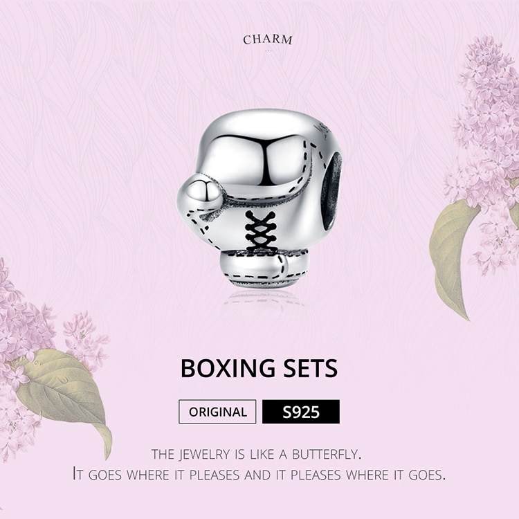 Hạt charm Bamoer bằng bạc 925 hình găng đấm bốc phong cách Châu Âu cá tính