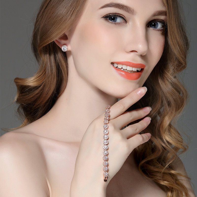 Bamoer Bông Tai Mạ Vàng Đính Đá zircon 10 Màu Lựa Chọn jie054