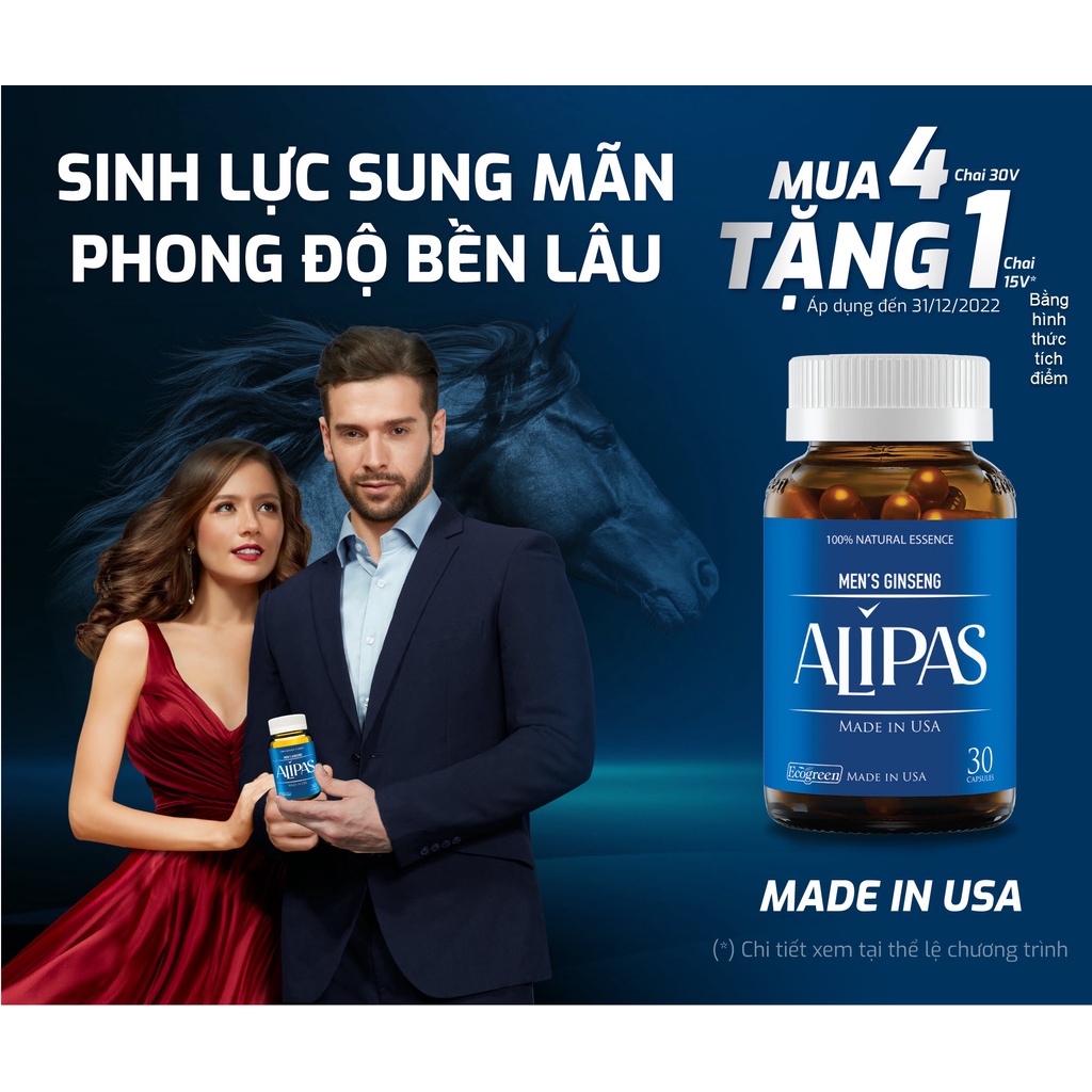 (CHÍNH HÃNG) Sâm Alipas 30 viên uống tăng cường sinh lý nam, bổ thận ...