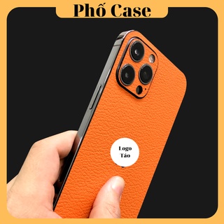 [Lưng + Viền ] Miếng dán lưng da màu cam cho iPhone 12- 17promax