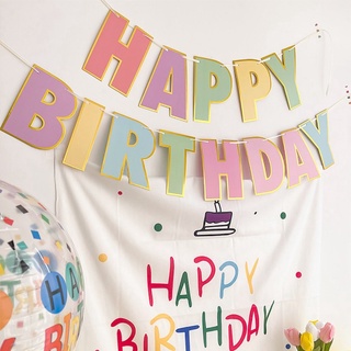 Dây treo HAPPY BIRTHDAY nhiều màu pastel ép kim cao cấp trang trí sinh nhật đơn giản nhưng cực kỳ ấn tượng