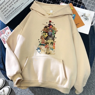Áo hoodie họa tiết hoạt hình Spirited Away Nhật Bản vui nhộn phong cách thập niên 90