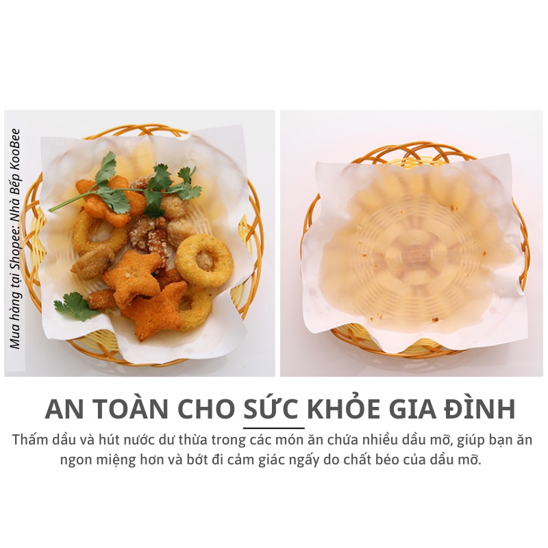 Set 140 Tờ Giấy Thấm Dầu Thực Phẩm KOOBEE – Giấy Thấm Hút Dầu Mỡ Chiên Rán, Canh Súp, Lẩu, Đồ Nướng | PKB10