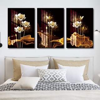 Tranh Treo Tường Bạch Liên Tỏa Sáng - Tranh Phật Giáo Treo Phòng Thờ, Phòng Khách Laminate Tráng Gương