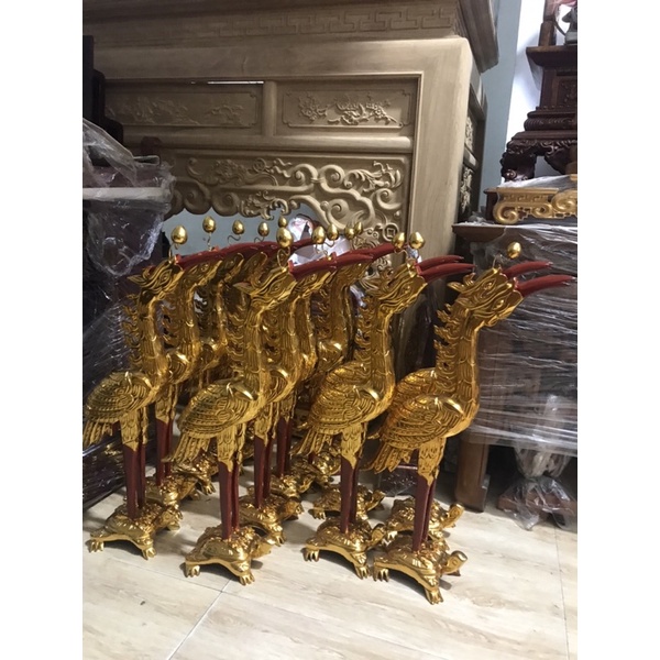 Hạc thờ 81/61[Hàng chính hãng].[đủ kích thước ]gỗ mít, Sơn son thếp vàng