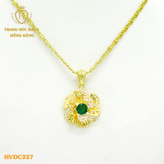 Dây Chuyền, Vòng Cổ Nữ Mặt Đính Đá, Titan Xi Mạ Vàng Non 24k Cao Cấp - Trang Sức Hava Hong Kong