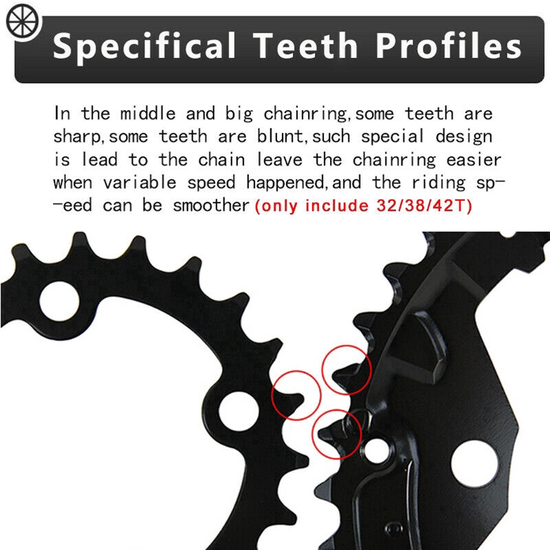 104 / 64BCD Chainring 24 / 26 / 32 / 38 / 42t MTB Xe Đạp Dây Xích Vòng Đôi / Ba Chainwheel Xe Đạp leo Núi Phụ Kiện Crankset
