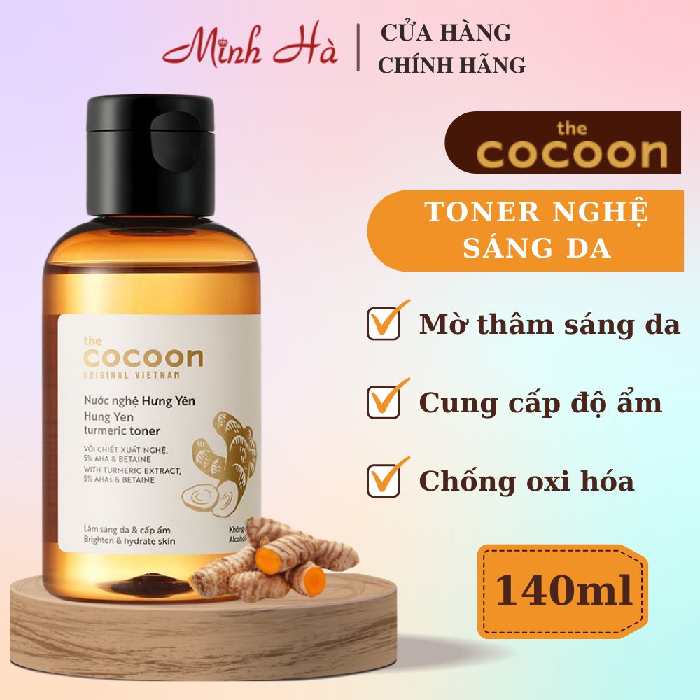 Toner Cocoon từ nước nghệ Hung Yen Turmeric 140ml làm sáng da và cấp ẩm