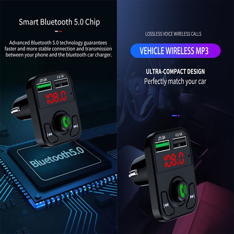 Ảnh Tẩu Sạc Xe Hơi Bluetooth VITOG Kiêm Máy Phát FM Chuyên Dụng Gồm 2 Cổng USB 2