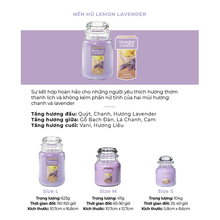 Ảnh Nến hũ Yankee Candle size S - Lemon Lavender (104g) 1
