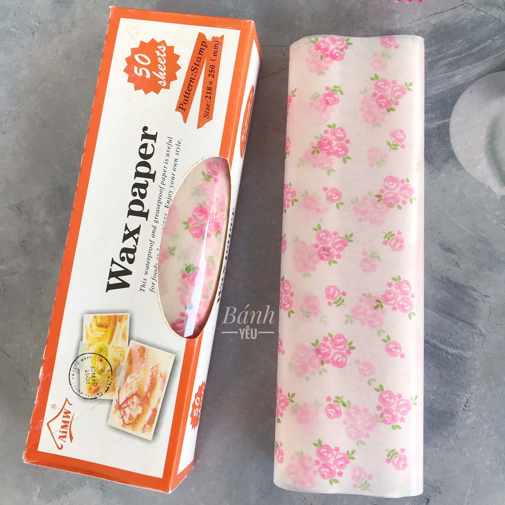 50 tờ Giấy lót hộp bánh bã mía, gói bánh size 18*18 cm có cáng PE (BBTC)