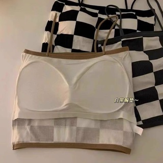 Áo len nữ hai dây kẻ ô, mongtoghi style hàn quốc cực teen