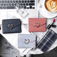 Ví ngắn da trơn hình trái tim