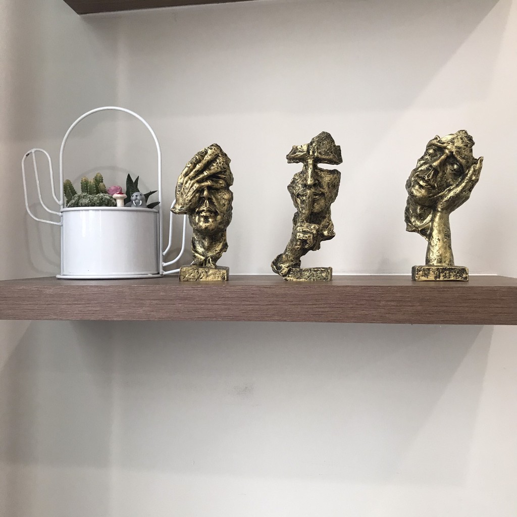 Size cao 17cm Bộ tượng tam không decor trang trí phòng khách và phòng làm việc độc đáo ý nghĩa