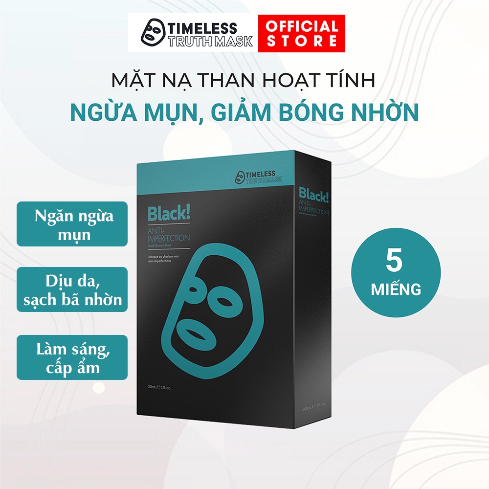 Ảnh Mặt nạ than hoạt tính ngừa mụn, giảm nhờn Timeless Truth Mask - Anti Imperfection (Hộp 5 miếng x 30ml) 1