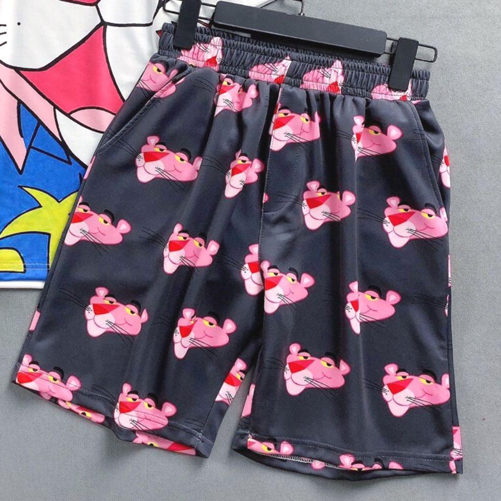Q016 Quần đùi hoa có túi Sooc ống rộng hoạt hình unisex Short lửng ngắn in cartoon nam nữ đi ngủ chơi biển