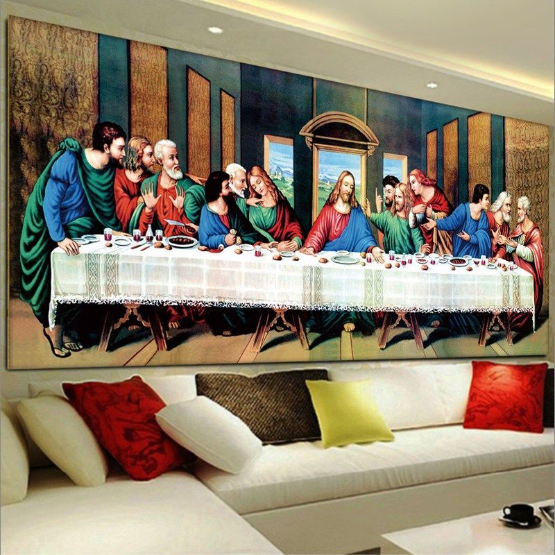 Bức tranh nổi tiếng của Da Vinci Bữa tối cuối cùng Trang trí phòng khách Canvas Poster In bức tranh tường Trang trí nhà cửa