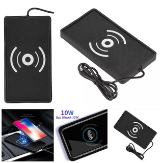 Đế sạc điện thoại không dây sạc nhanh Qi 10W có đệm chống sốc dùng trong xe hơi văn phòng