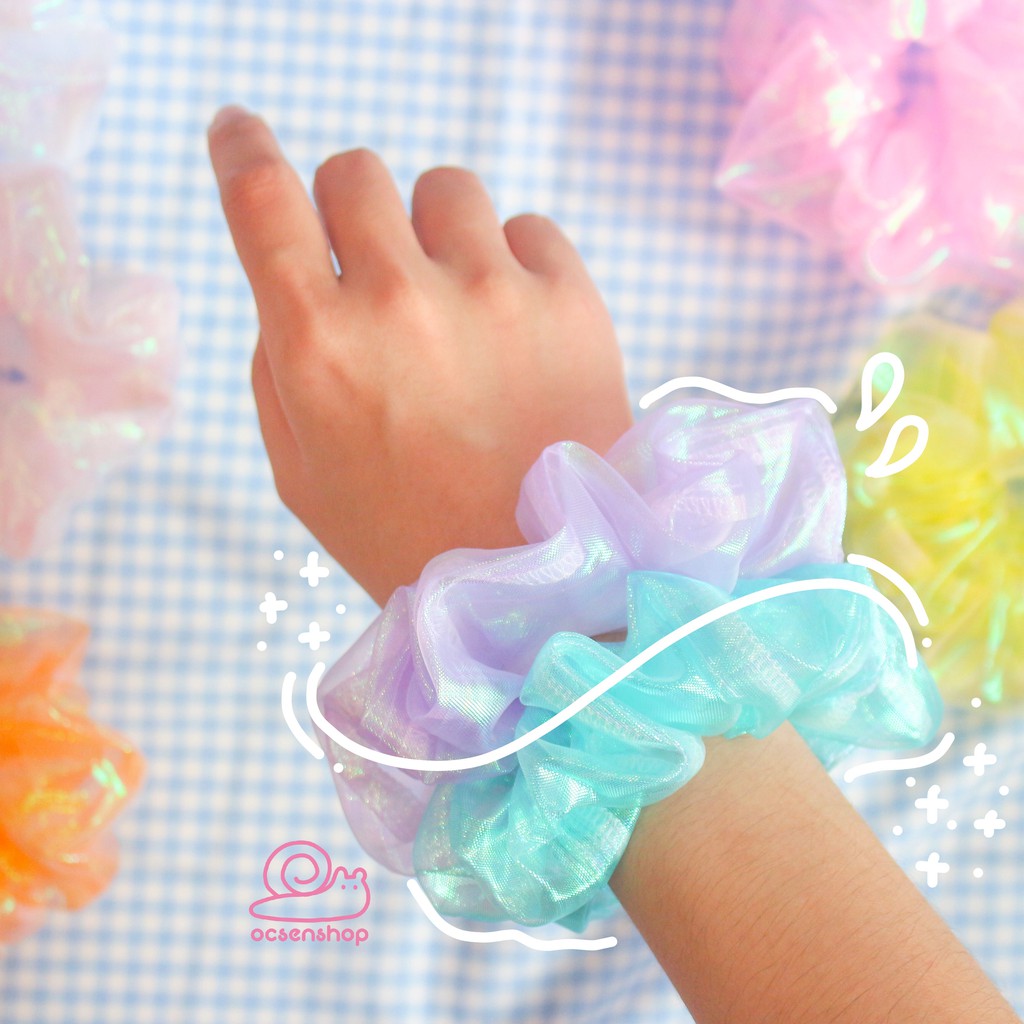 Dây cột tóc vải voan màu ánh kim