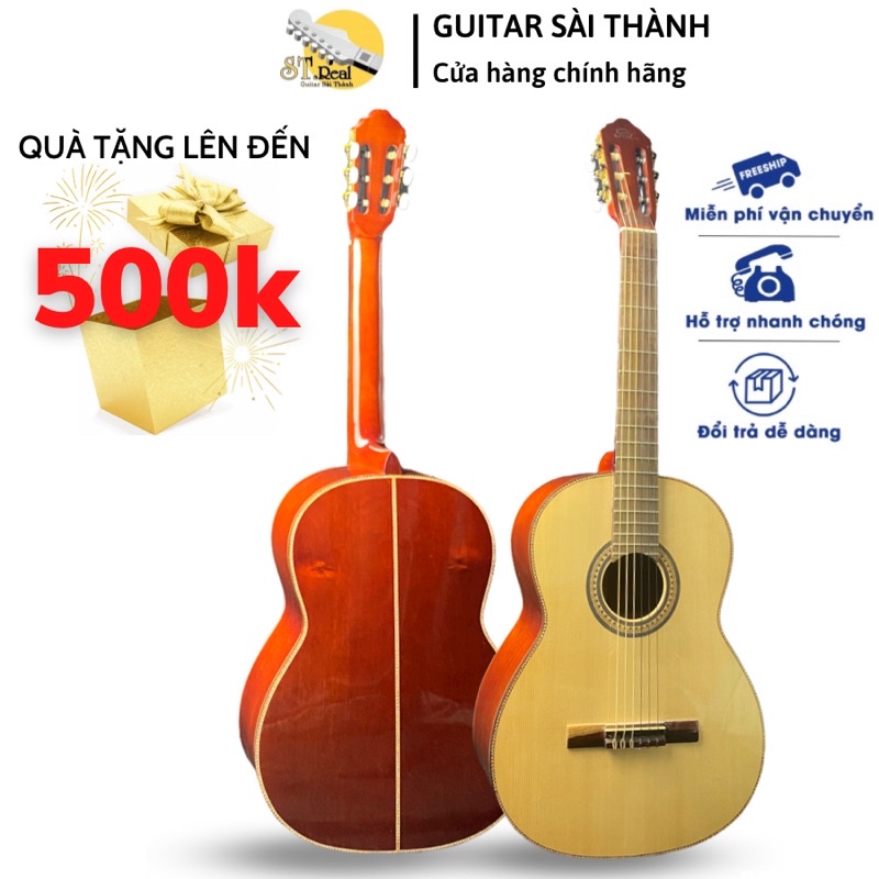Đàn Guitar Classic Mã ST-C4 Gỗ Thịt Hoạ Tiết Viền Bông Lúa Chính Hãng ST.Real Guitar Sài Thành