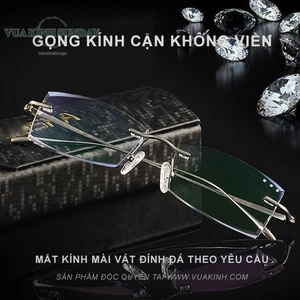 Kính cận khoan không viền titanium đính đá duhil TTD01