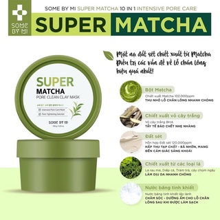 (Hàng Công TY) Mặt Nạ Đất Sét Trà Xanh Some By Mi Super Matcha Pore Clean Clay Mask 100g Duduhouse