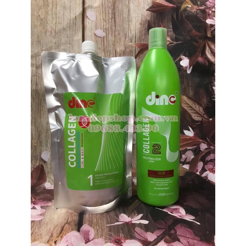 Kem duỗi, uốn tóc - Dino - Collagen - Uốn nóng siêu dưỡng, siêu định hình (1000ml x 2)
